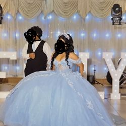 Baby blue moda2000 quince dress size 10