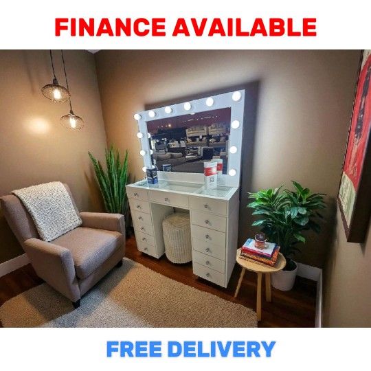 🔥 VANITY+ MIRROR BLUETOOTH DEAL! / ¡OFERTA DE VANITY 🛋️ ONLY / SOLO $599‼️ (Regular $800 ) ADD STOOL 🚚 FREE DELIVERY / ENTREGA GRATIS 🆔 ITEM# DAR