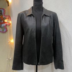 Medium Preloved black Leather Jacket 