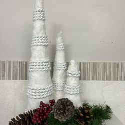 Fabulous Faux Fur Cone Trio Embellished With A White Rope… 