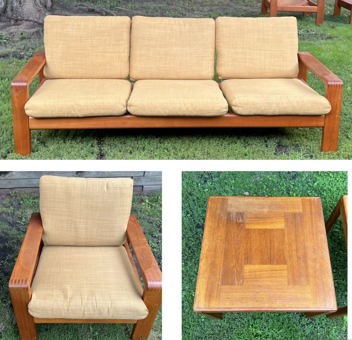 Vintage 5 Piece Mid Century Modern Teak Wood Living Room Set