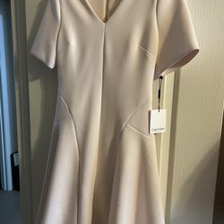Calvin Klein Pink V-neck Dress - size 6 - NWT