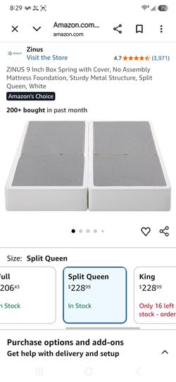 Zinus No Assembly Box Spring - Split Queen - 9 Inch High