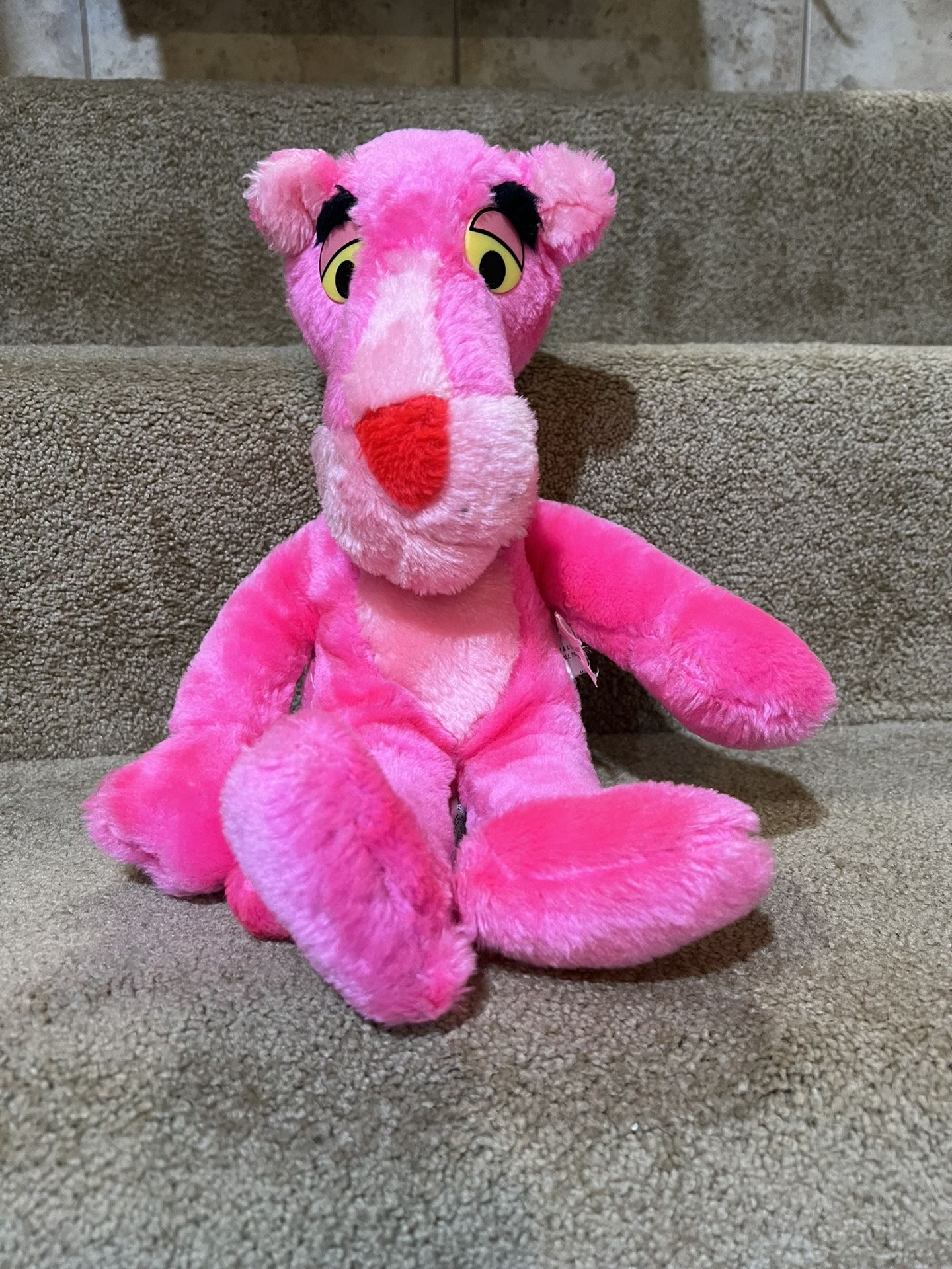 Vintage Rare Original 1980 PINK PANTHER 14" Plush by Mighty Star Stuffed Animal