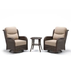 Three Piece Patio Set Patio Rocking Chairs Patio Swivel Chair Porch Chairs Deep Seating Cushions 6 In Deep