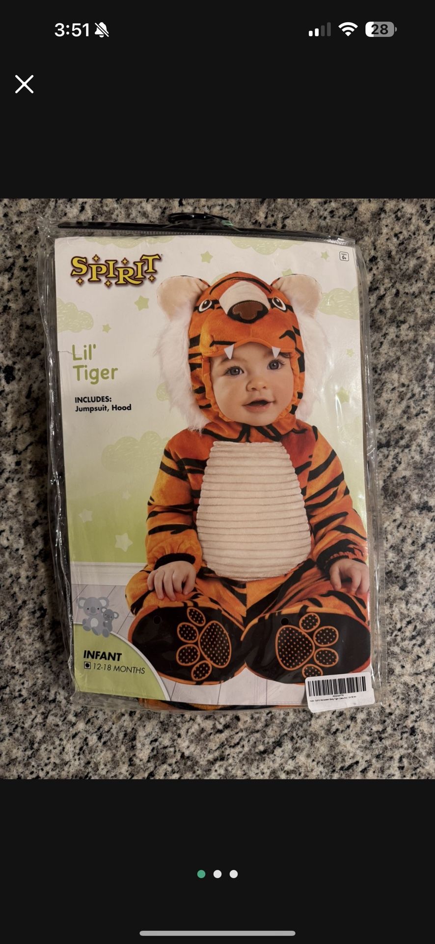 Infant Lil Tiger Costume - 12-18M