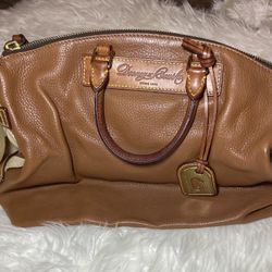 Dooney and Bourke Florentine Vacchetta Brown Satchel Top Handle Bag Adjustable Strap