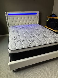 Queen Size Mattress Pillow Top And Bed Frame 