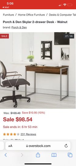 Porch & Den Skylar 2-drawer Desk - Walnut