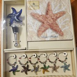 Wine Stopper, With 6 Wine Charms & Napkins