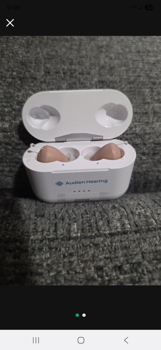 Audien Hearing Atom Pro 2 OTC Rechargeable Hearing Aids, Noise Cancelling, Universal Fit
