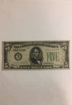 Series of 1934 $5 Green seals