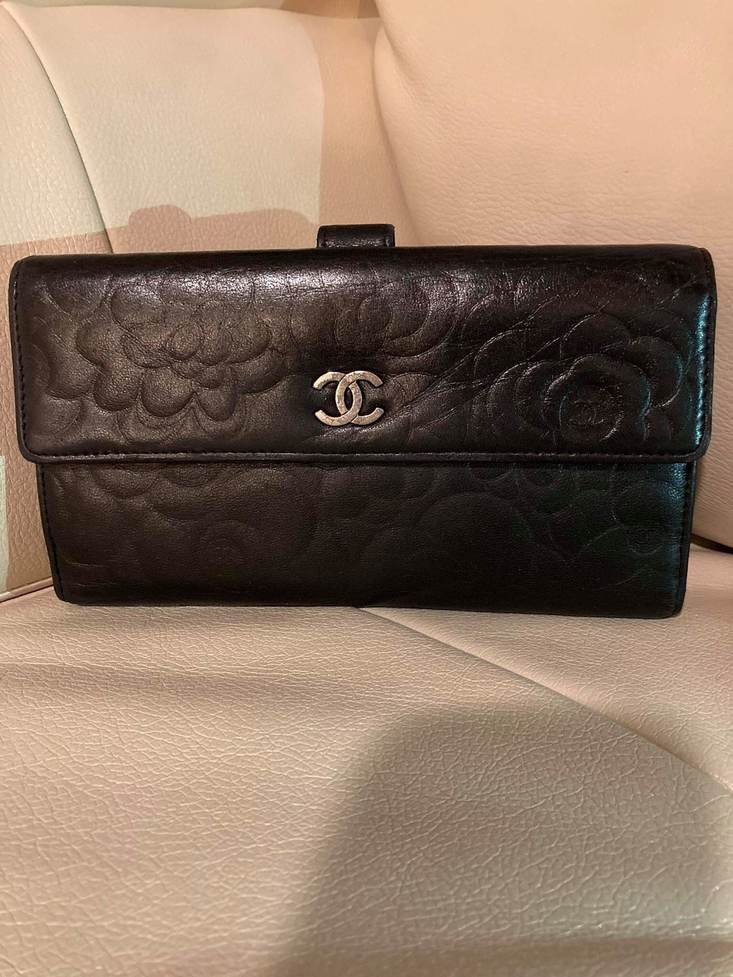 Authentic Chanel long bifold wallet purse