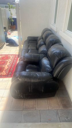 Leather sofa and recliner