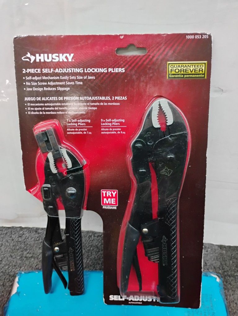 Husky 2-Piece Self-Adjusting Locking Pliers set.