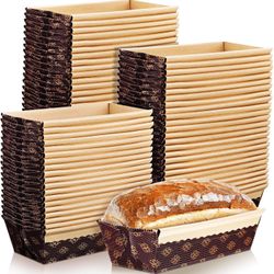 50 Pcs Mini Kraft Paper Loaf Pan Disposable Baking Cake Bread Mold Oven Safe