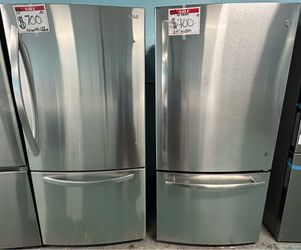 STAINLESS SINGLE DOOR FRIDGE 33”: ICEMAKER- EXCELLENT CONDITION
