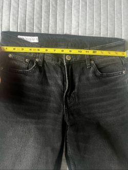 ZARA Women Zip Front Mid-Rise Cotton Relaxed Straight Leg Jeans Size 6 Black