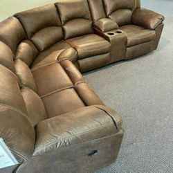 Tambo Canyon Brown Reclining Sectional Couch Living Room 