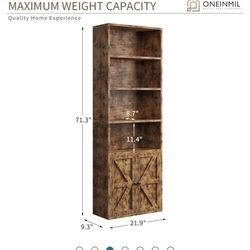 New, 6 Tier Wooden Bookshelves with Cabinet Doors($60 Each,
