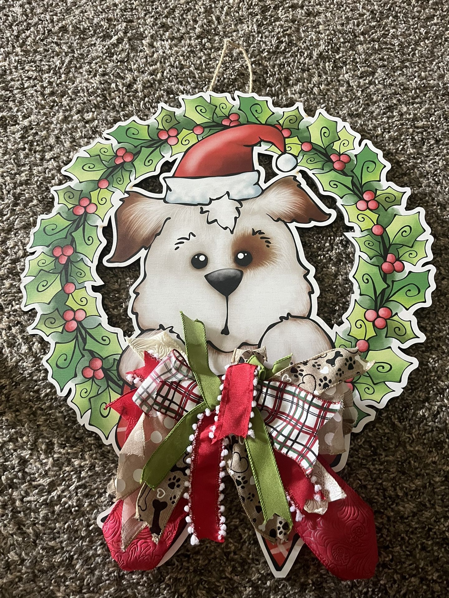 Holiday Dog Wooden Wreath