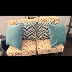 Pair of modern patterned accent chairs – excellent condition