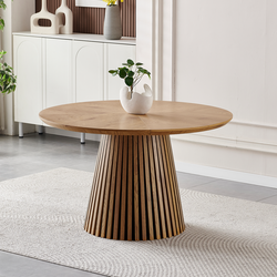 Lario 47" Round Dining Table with Fluted Pedestal Base