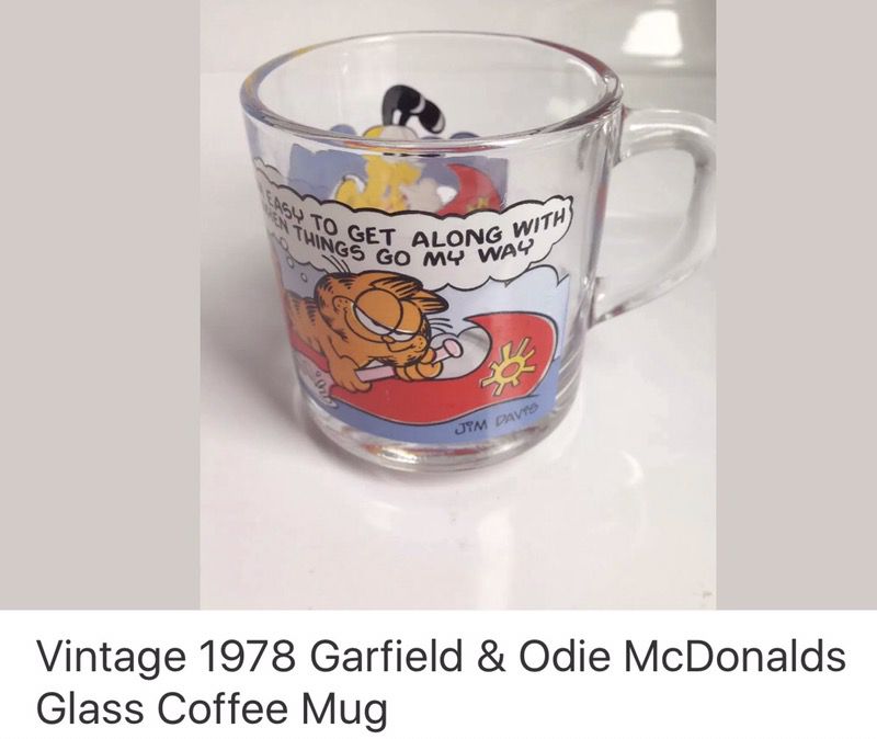 Vintage Garfield McDonalds 1978 Glass Mug