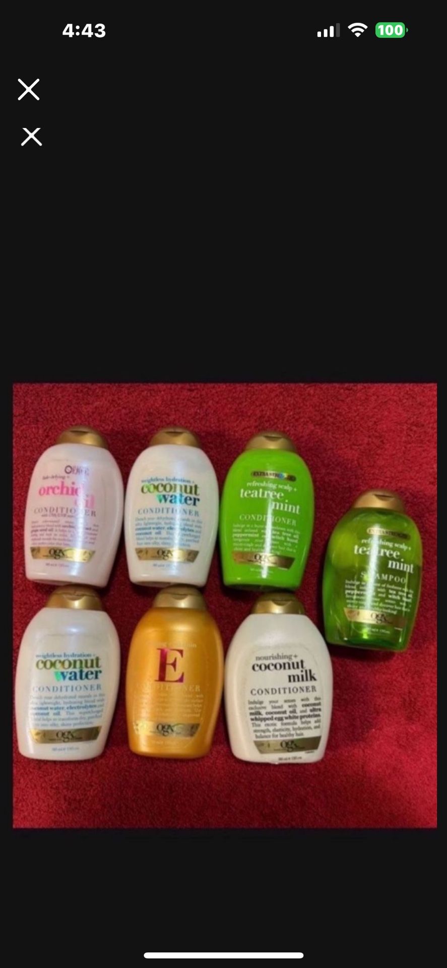 CA. OGX. 6 CONDITIONERS. $4.00 EACH.