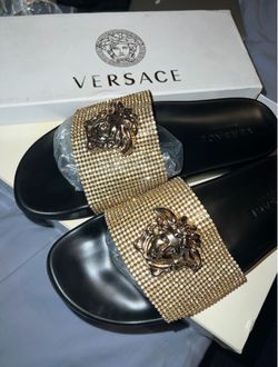 Versace Medusa Crystal Slide Sandals