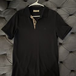 Black Burberry  Collar Tee