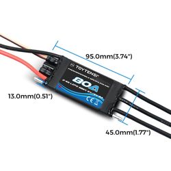 TOYTENSI 80A 2-6S Water Cooling Brushless Marine ESC for RC Boat with 4.0