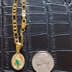 20" Gold Plated Religious Pendant And Chain Set 