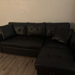 Pull Out Leather Couch 