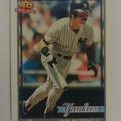 1991 Topps Don Mattingly New York Yankees #100 Baseball Card Vintage Collectible Sports MLB