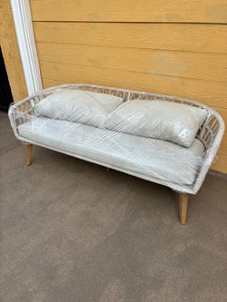 outdoor woven rope loveseat