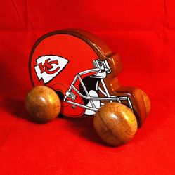 Kansas City Chiefs Roller Massager - Wooden, Solid Hard Wood. A Must-Have for the Kansas City Chiefs Fan!
