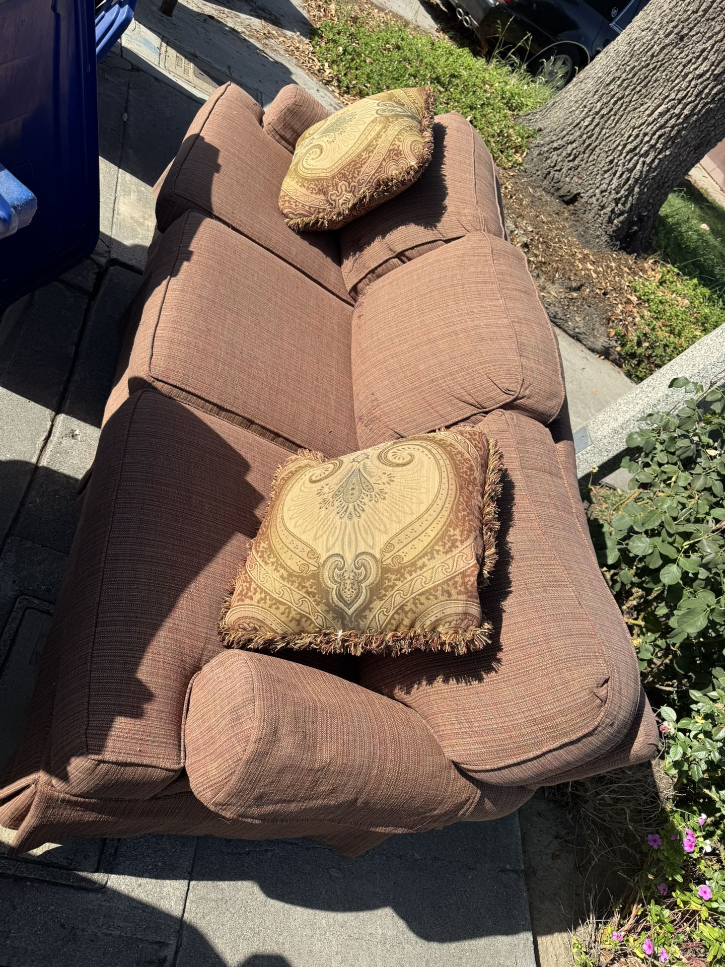Free Brown-Maroon Couch - Curb