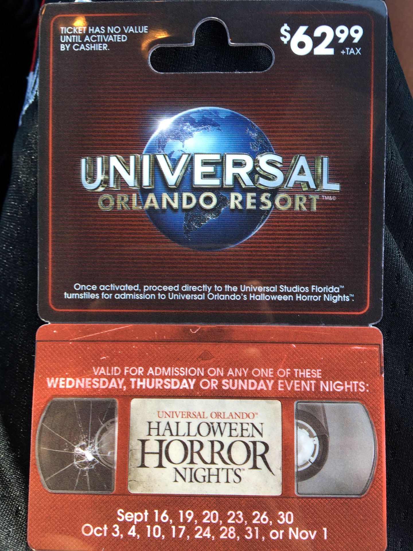 Halloween horror nights ticket