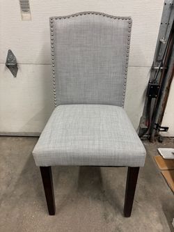 Single Upholstered Nailhead Gray Dining Stool Chair