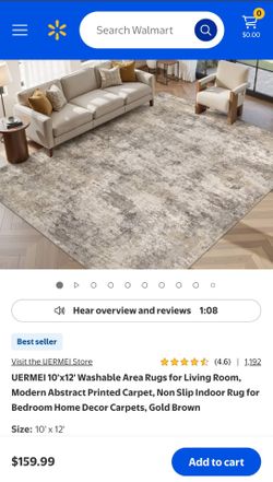 UERMEI 10'x12' Washable Area Rugs for Living Room, Modern Abstract Printed Carpet, Non Slip Indoor Rug for Home Decor, Gray Brown. Beautiful and brand