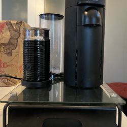 Nesspresso vertuo plus machine + frother + pod organizer