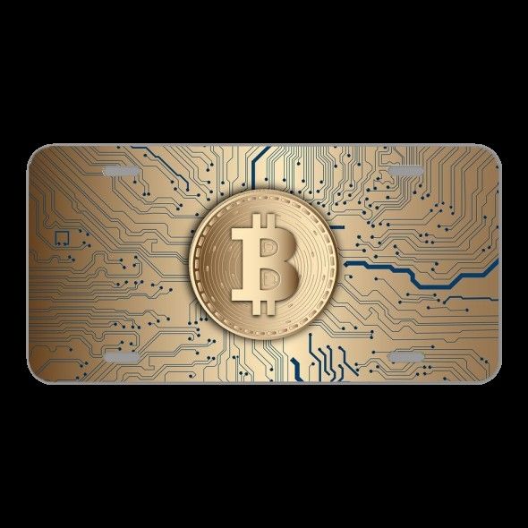 License Plare Novelty Car Front Bitcoin Currency Technology Money