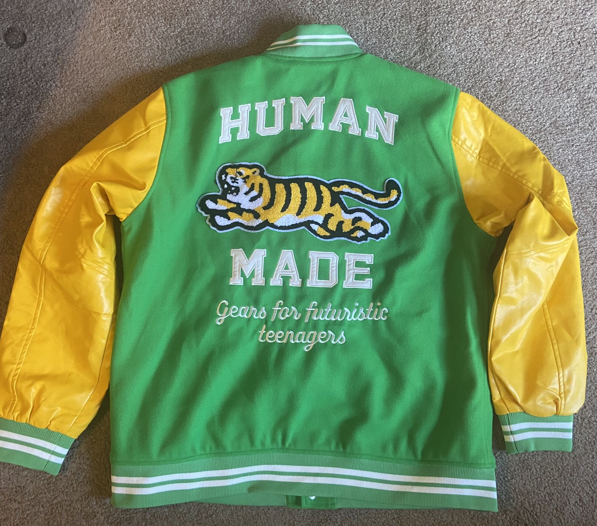 Human Made Nigo Varsity Jacket Size XL Green Yellow & Accessories