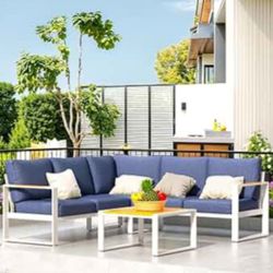 Patio Furniture Set Aluminum Patio Couch 5-in Thick Cushions Outdoor Patio Furniture Aluminum Patio Couch 🆕🚎🚚🆕
