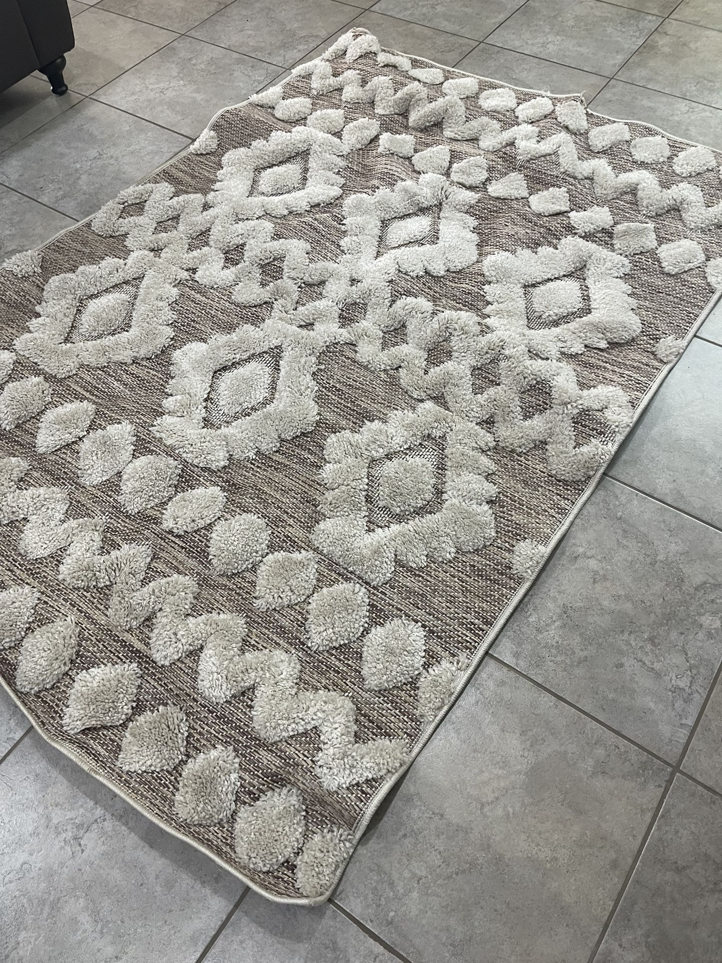 Well Woven Bellagio Chiara Tribal Moroccan Beige High Low Flat Weave 5'3