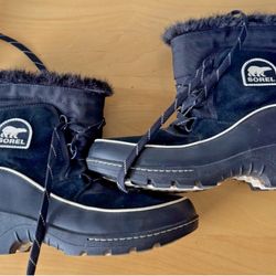 Sorel Women's Tivoli III Boot Size 8 Waterproof LaceUp Black Suede Winter Boots