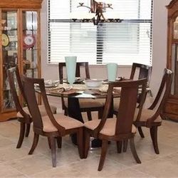 Glass Top 60” Dining Room Table And 6 Chairs