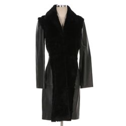 Beautiful Ladies Leather Jacket With Rabbit Trim Bebe Size M Worn Twice 