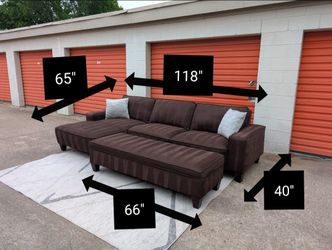 *FREE DELIVERY!* BROWN COSTCO SECTIONAL SOFA w/STORAGE OTTOMAN!